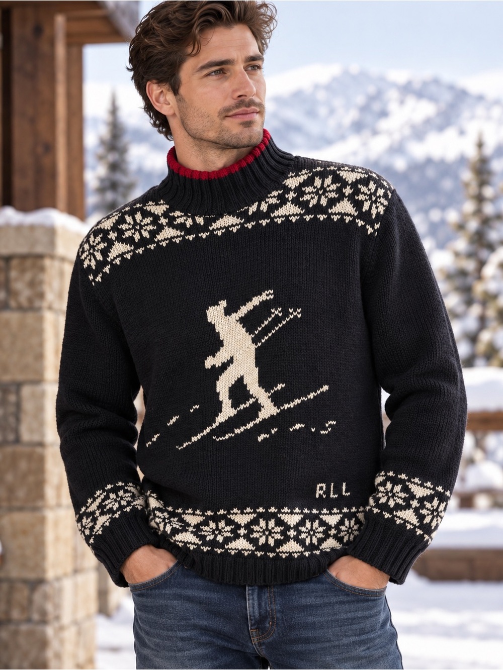 Vintage RARE Lauren Ralph Lauren Chamonix Hand-Knit Fair Isle Ski Size L